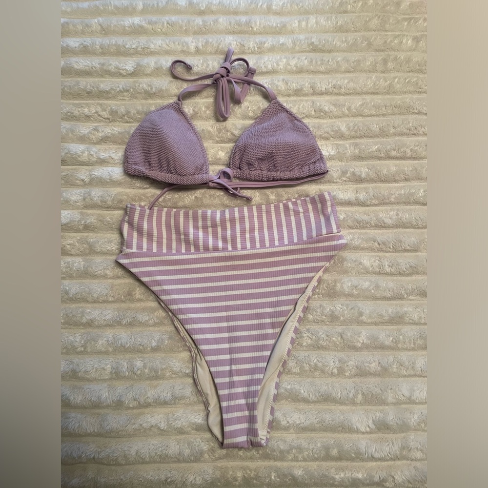 Purple and White Size Small/Medium Aerie Two Piece Bikini